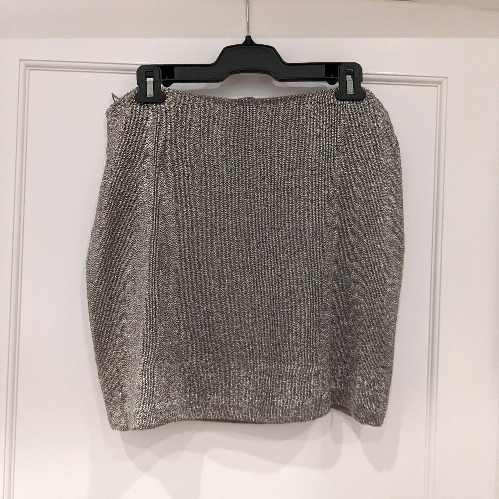 NWT Polo by Ralph Lauren Silver Beaded Mini Skirt Size 12